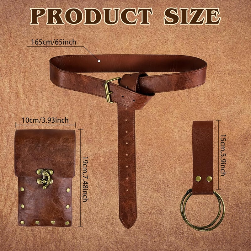 Orgoue Renaissance Belt Pouch Waist Bag Fanny Pack, Steampunk Phone Holder Medieval Leather Skirt Hike Costume Accessories - Image 2